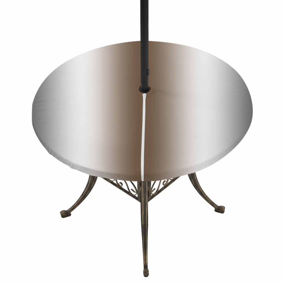Round Outdoor Tablecloth with Umbrella Hole and Zipper, Gray Brown Tablecloth with Elastic Waterproof, Modern Gradient Geometric Patio Table Covers for 36" - 44" Picnic Pool Tables