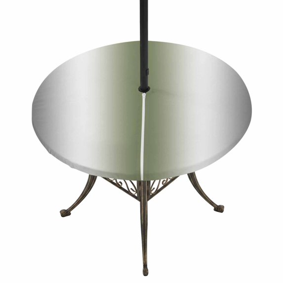 Round Outdoor Tablecloth with Umbrella Hole and Zipper, Gray Green Tablecloth with Elastic Waterproof, Modern Gradient Geometric Patio Table Covers for 55" - 60" Picnic Pool Tables