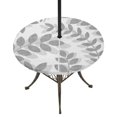 thumbnail image 1 of Round Outdoor Tablecloth with Umbrella Hole and Zipper, Gray Leaves Tablecloth with Elastic Waterproof, Summer Farmhouse Botanical Leaf Branch Patio Table Covers for 55" - 60" Picnic Pool Tables, 1 of 9