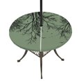 thumbnail image 1 of Round Outdoor Tablecloth with Umbrella Hole and Zipper, Green Black Branches Tablecloth with Elastic Waterproof, Botanical Dead Tree Birds Patio Table Covers for 45" - 54" Picnic Pool Tables, 1 of 9