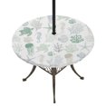 thumbnail image 1 of Round Outdoor Tablecloth with Umbrella Hole and Zipper, Green Coastal Fitted Table Cover with Elastic Edge for 31-35 Inch, Nautical Summer Beach Coral Sea Turtle Waterproof Patio Tablecoths, 1 of 9