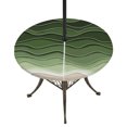 thumbnail image 1 of Round Outdoor Tablecloth with Umbrella Hole and Zipper, Green Ocean Waves Tablecloth with Elastic Waterproof, Chic Rustic Abstract Ombre Stripes Art Patio Table Covers for 45" - 54" Pool Tables, 1 of 9