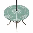 thumbnail image 1 of Round Outdoor Tablecloth with Umbrella Hole and Zipper, Green Palm Tree Tablecloth with Elastic Waterproof, Summer Botanical Tropical Tree Patio Table Covers for 45" - 54" Picnic Pool Tables, 1 of 9