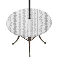 thumbnail image 1 of Round Outdoor Tablecloth with Umbrella Hole and Zipper, Grey Botanical Tablecloth with Elastic Waterproof, Summer Botanical Leaf Vertical Stripes Patio Table Covers for 36" - 44" Picnic Pool Tables, 1 of 9