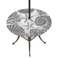 thumbnail image 1 of Round Outdoor Tablecloth with Umbrella Hole and Zipper, Grey Coastal Tablecloth with Elastic Waterproof, Beach Starfish Nautical Coral Shell Summer Patio Table Covers for 31" - 35" Pool Tables, 1 of 9