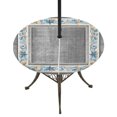 thumbnail image 1 of Round Outdoor Tablecloth with Umbrella Hole and Zipper, Grey Coastal Tablecloth with Elastic Waterproof, Vintage Summer Beach Coral Shell Starfish Patio Table Covers for 45" - 54" Picnic Pool Tables, 1 of 9