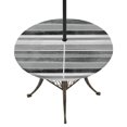 thumbnail image 1 of Round Outdoor Tablecloth with Umbrella Hole and Zipper, Grey Nordic Style Stripes Fitted Table Cover with Elastic Edge for 36-44 Inch, Black Gray Texture Waterproof Patio Tablecoths for Picnic, 1 of 9
