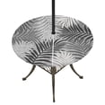 thumbnail image 1 of Round Outdoor Tablecloth with Umbrella Hole and Zipper, Grey Palm Leaves Tablecloth with Elastic Waterproof, Summer Botanical Tropical Leaf Patio Table Covers for 55" - 60" Picnic Pool Tables, 1 of 9