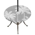 thumbnail image 1 of Round Outdoor Tablecloth with Umbrella Hole and Zipper, Grey Palm Trees Tablecloth with Elastic Waterproof, Farmhouse Tropical Summer Beach Patio Table Covers for 45" - 54" Picnic Pool Tables, 1 of 9