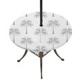thumbnail image 1 of Round Outdoor Tablecloth with Umbrella Hole and Zipper, Grey Palm Trees Tablecloth with Elastic Waterproof, Tropical Summer Beach Botanical Patio Table Covers for 45" - 54" Picnic Pool Tables, 1 of 9