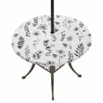 thumbnail image 1 of Round Outdoor Tablecloth with Umbrella Hole and Zipper, Grey Spring Floral Tablecloth with Elastic Waterproof, Flowers Botanical Elegant Pastoral Patio Table Covers for 45" - 54" Picnic Pool Tables, 1 of 9