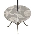 thumbnail image 1 of Round Outdoor Tablecloth with Umbrella Hole and Zipper, Grey Starfish Coastal Tablecloth with Elastic Waterproof, Shell Coral Summer Beach Nautical Ocean Patio Table Covers for 45" - 54" Pool Tables, 1 of 9