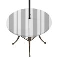thumbnail image 1 of Round Outdoor Tablecloth with Umbrella Hole and Zipper, Grey Striped Tablecloth with Elastic Waterproof, Blue Geometric Line Stripes Farmhouse Patio Table Covers for 36" - 44" Picnic Pool Tables, 1 of 9
