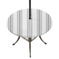 thumbnail image 1 of Round Outdoor Tablecloth with Umbrella Hole and Zipper, Grey Striped Tablecloth with Elastic Waterproof, Farmhouse Aesthetic Modern Stripes Patio Table Covers for 55" - 60" Picnic Pool Tables, 1 of 9
