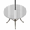 thumbnail image 1 of Round Outdoor Tablecloth with Umbrella Hole and Zipper, Grey Striped Tablecloth with Elastic Waterproof, Modern Farmhouse Geometric Thine Stripes Patio Table Covers for 55" - 60" Picnic Pool Tables, 1 of 9