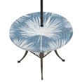 thumbnail image 1 of Round Outdoor Tablecloth with Umbrella Hole and Zipper, Hazy Blue Palm Leaves Coastal Tablecloth with Elastic Waterproof, Summer Tropical Botanical Patio Table Covers for 31" - 35" Pool Tables, 1 of 9
