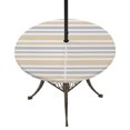thumbnail image 1 of Round Outdoor Tablecloth with Umbrella Hole and Zipper, Khaki Stripes Tablecloth with Elastic Waterproof, Modern Minimalist Horizontal Ombre Lines Patio Table Covers for 36" - 44" Picnic Pool Tables, 1 of 9