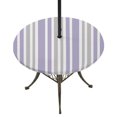 thumbnail image 1 of Round Outdoor Tablecloth with Umbrella Hole and Zipper, Light Purple Grey Stripe Tablecloth with Elastic Waterproof, Farmhouse Minimalist Striped Patio Table Covers for 55" - 60" Picnic Pool Tables, 1 of 9