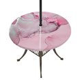 thumbnail image 1 of Round Outdoor Tablecloth with Umbrella Hole and Zipper, Marble Pink Fitted Table Cover with Elastic Edge for 55-60 Inch, Modern Abstract Ink Painting Luxury Waterproof Patio Tablecoths for Picnic, 1 of 9