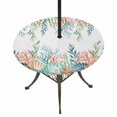 thumbnail image 1 of Round Outdoor Tablecloth with Umbrella Hole and Zipper, Marine Life Tablecloth with Elastic Waterproof, Nautical Underwater Coral Shell Starfish Watercolor Patio Table Covers for 45" - 54" Tables, 1 of 9