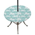 thumbnail image 1 of Round Outdoor Tablecloth with Umbrella Hole and Zipper, Mint Palm Tree Summer Tablecloth with Elastic Waterproof, Beach Tropical Botanical Coastal Patio Table Covers for 45" - 54" Picnic Pool Tables, 1 of 9