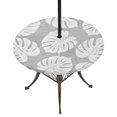 thumbnail image 1 of Round Outdoor Tablecloth with Umbrella Hole and Zipper, Monstera Leaves Tablecloth with Elastic Waterproof, Modern Minimalist Botanical Tropical Gray Patio Table Covers for 36" - 44" Pool Tables, 1 of 9