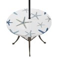 thumbnail image 1 of Round Outdoor Tablecloth with Umbrella Hole and Zipper, Navy Blue Beige Starfish Tablecloth with Elastic Waterproof, Coastal Summer Beach Nautical Patio Table Covers for 55" - 60" Picnic Pool Tables, 1 of 9