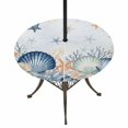 thumbnail image 1 of Round Outdoor Tablecloth with Umbrella Hole and Zipper, Navy Blue Coastal Tablecloth with Elastic Waterproof, Shell Starfish Coral Nautical Summer Ocean Patio Table Covers for 36" - 44" Pool Tables, 1 of 9