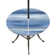 thumbnail image 1 of Round Outdoor Tablecloth with Umbrella Hole and Zipper, Navy Blue Grey Fitted Table Cover with Elastic Edge for 55-60 Inch, Abstract Art Oil Painting Blue Ombre Waterproof Patio Tablecoths for Picnic, 1 of 9