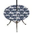 thumbnail image 1 of Round Outdoor Tablecloth with Umbrella Hole and Zipper, Navy Blue Palm Tree Summer Tablecloth with Elastic Waterproof, Beach Tropical Coastal Patio Table Covers for 55" - 60" Picnic Pool Tables, 1 of 9