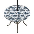 thumbnail image 1 of Round Outdoor Tablecloth with Umbrella Hole and Zipper, Navy Blue Palm Tree Tablecloth with Elastic Waterproof, Coastal Trees Summer Tropical Botanical Patio Table Covers for 31" - 35" Pool Tables, 1 of 9