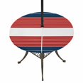 thumbnail image 1 of Round Outdoor Tablecloth with Umbrella Hole and Zipper, Navy Blue Red Stripe Tablecloth with Elastic Waterproof, Modern Art Horizontal Striped Patio Table Covers for 55" - 60" Picnic Pool Tables, 1 of 9