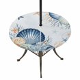 thumbnail image 1 of Round Outdoor Tablecloth with Umbrella Hole and Zipper, Navy Blue Shell Coastal Tablecloth with Elastic Waterproof, Starfish Coral Summer Beach Nautical Patio Table Covers for 36" - 44" Pool Tables, 1 of 9