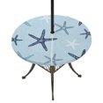 thumbnail image 1 of Round Outdoor Tablecloth with Umbrella Hole and Zipper, Navy Blue Starfish Tablecloth with Elastic Waterproof, Coastal Summer Beach Vintage Patio Table Covers for 55" - 60" Picnic Pool Tables, 1 of 9