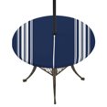 thumbnail image 1 of Round Outdoor Tablecloth with Umbrella Hole and Zipper, Navy Blue Striped Fitted Table Cover with Elastic Edge for 31-35 Inch, Farmhouse White Stripes Aesthetics Waterproof Patio Tablecoths, 1 of 9