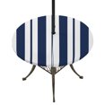thumbnail image 1 of Round Outdoor Tablecloth with Umbrella Hole and Zipper, Navy Blue Striped Tablecloth with Elastic Waterproof, Blue Geometric Line Stripes Farmhouse Patio Table Covers for 31" - 35" Pool Tables, 1 of 9