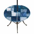thumbnail image 1 of Round Outdoor Tablecloth with Umbrella Hole and Zipper, Navy Blue Tablecloth with Elastic Waterproof, Modern Abstract Minimalist Blocks Texture Patio Table Covers for 45" - 54" Picnic Pool Tables, 1 of 9