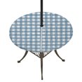 thumbnail image 1 of Round Outdoor Tablecloth with Umbrella Hole and Zipper, Navy Buffalo Plaid Tablecloth with Elastic Waterproof, Farmhouse Checked Vintage Geometric Art Patio Table Covers for 45" - 54" Pool Tables, 1 of 9