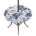 thumbnail image 1 of Round Outdoor Tablecloth with Umbrella Hole and Zipper, Navy Flowers Tablecloth with Elastic Waterproof, Country Plants Pastoral Botanical Vintage Patio Table Covers for 45" - 54" Picnic Pool Tables, 1 of 9