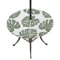 thumbnail image 1 of Round Outdoor Tablecloth with Umbrella Hole and Zipper, Olive Green Monstera Leaf Tablecloth with Elastic Waterproof, Tropical Plant Botanical Boho Patio Table Covers for 55" - 60" Pool Tables, 1 of 9