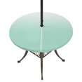 thumbnail image 1 of Round Outdoor Tablecloth with Umbrella Hole and Zipper, Ombre Green White Fitted Table Cover with Elastic Edge for 45-54 Inch, Modern Painting Waterproof Patio Tablecoths for Picnic, 1 of 9