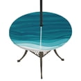 thumbnail image 1 of Round Outdoor Tablecloth with Umbrella Hole and Zipper, Ombre Teal Waves Tablecloth with Elastic Waterproof, Abstract Art Gradient Modern Patio Table Covers for 31" - 35" Picnic Pool Tables, 1 of 9