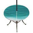 thumbnail image 1 of Round Outdoor Tablecloth with Umbrella Hole and Zipper, Ombre Turquoise Waves Tablecloth with Elastic Waterproof, Abstract Art Gradient Modern Patio Table Covers for 55" - 60" Picnic Pool Tables, 1 of 9