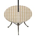thumbnail image 1 of Round Outdoor Tablecloth with Umbrella Hole and Zipper, Orange Farmhouse Check Tablecloth with Elastic Waterproof, Buffalo Plaid Boho Vintage Rustic Patio Table Covers for 45" - 54" Pool Tables, 1 of 9
