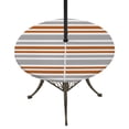 thumbnail image 1 of Round Outdoor Tablecloth with Umbrella Hole and Zipper, Orange Grey Striped Tablecloth with Elastic Waterproof, Horizontal Lines Simple Minimalist Patio Table Covers for 31" - 35" Picnic Pool Tables, 1 of 9