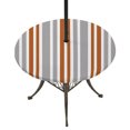 thumbnail image 1 of Round Outdoor Tablecloth with Umbrella Hole and Zipper, Orange Grey Stripes Tablecloth with Elastic Waterproof, Simple Striped Lines Minimalist Modern Patio Table Covers for 45" - 54" Pool Tables, 1 of 9