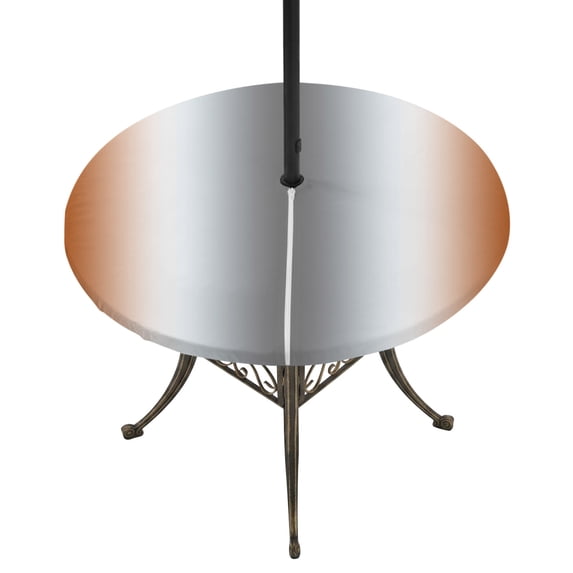 Round Outdoor Tablecloth with Umbrella Hole and Zipper, Orange Grey Tablecloth with Elastic Waterproof, Gray Farmhouse Modern Rustic Patio Table Covers for 45" - 54" Picnic Pool Tables