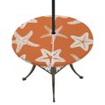 thumbnail image 1 of Round Outdoor Tablecloth with Umbrella Hole and Zipper, Orange Starfish Coastal Tablecloth with Elastic Waterproof, Nautical Summer Ocean Abstract Art Patio Table Covers for 36" - 44" Pool Tables, 1 of 9