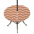 thumbnail image 1 of Round Outdoor Tablecloth with Umbrella Hole and Zipper, Orange White Tablecloth with Elastic Waterproof, Modern Abstract Waves Water Ripple Striped Patio Table Covers for 45" - 54" Pool Tables, 1 of 9