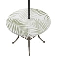 thumbnail image 1 of Round Outdoor Tablecloth with Umbrella Hole and Zipper, Palm Leaves Tablecloth with Elastic Waterproof, Modern Simple Tropical Botanical Sage Green Patio Table Covers for 45" - 54" Pool Tables, 1 of 9